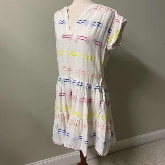 Oliphant White with Colorful Embroidery V-Neck Dress - Size M - Picture 3 of 11